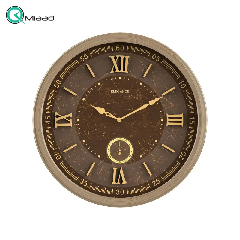 ساعت دیواری شوبرت، ساعت دیواری سایز 60 طرح چوبی فریم پلاستیکی با قیمت اقتصادی، دارای موتور ثانیه شمار مستقل، رنگ بژ | مدل 5268 گارنت ساعت دیواری