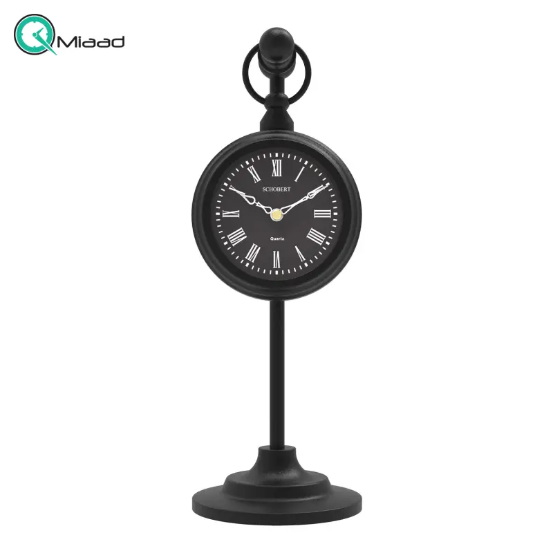 ساعت رومیزی شوبرت کد 6010BB، ساعت رومیزی جدید از جنس فلز رنگ استاتیک با موتور آرامگرد مناسب میز کار و میز کنسول، رنگ مشکی صفحه مشکی ساعت رومیزی