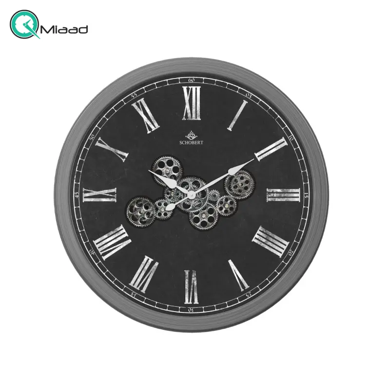 ساعت دیواری شوبرت مدل 6783، ساعت دیواری شکیل و بسیار خاص با فریم و صفحه چوبی، دارای چرخ دنده های فعال، سایز 70، فونت رومی ساعت دیواری