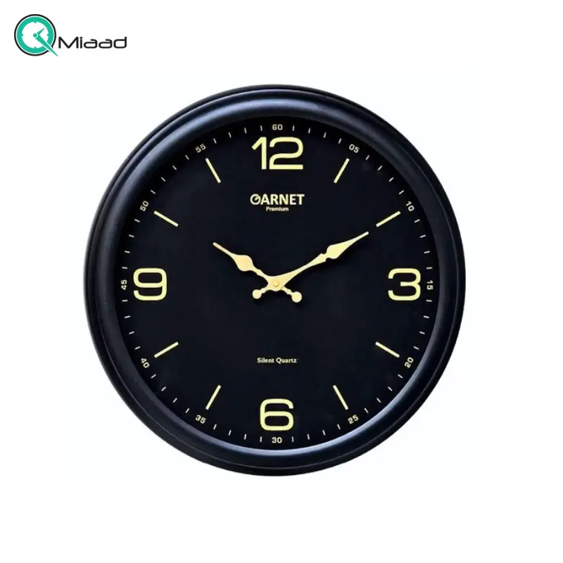 ساعت دیواری گارنت مدل 4002، ساعت دیواری فریم پلاستیکی گارنت (شوبرت)، موتور خورشیدی و آرامگرد برند یانگ تان با گارانتی 5 ساله، سایز 45 سانت ساعت دیواری ساده
