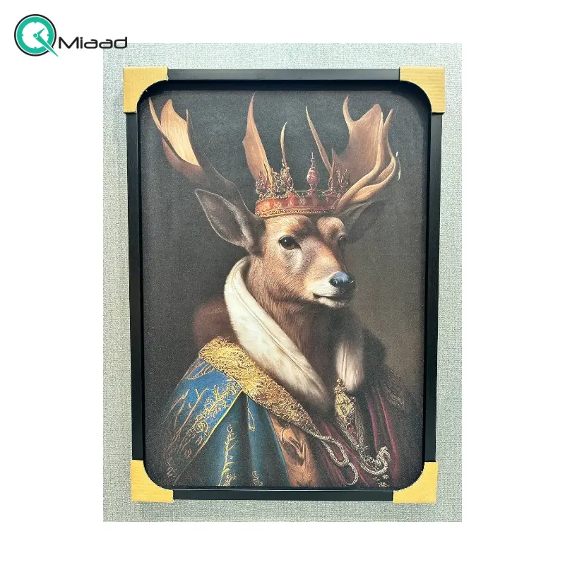 تابلو دکوراتیو شاین کد 1496، جدیدترین مدل تابلو با بالاترین کیفیت چاپ، متریال پی وی سی قاب، تابلو زیبا و جذاب، تابلو هنری با کیفیت فوق العاده و قابل شستشو طرح گوزن و تاج تابلو