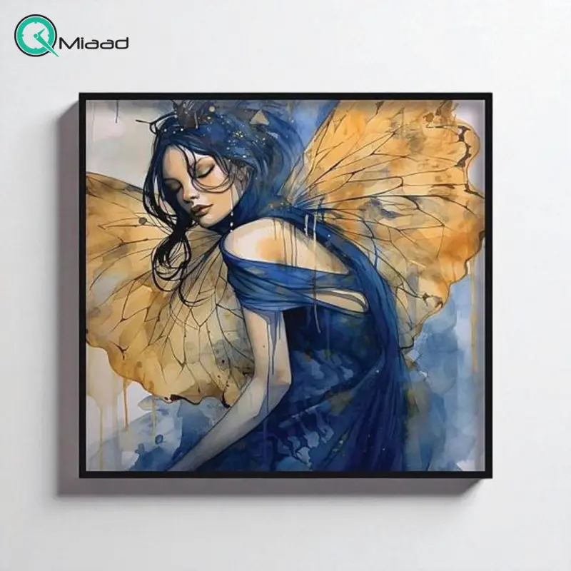 تابلو دکوراتیو شاین کد 202466، جدیدترین مدل تابلو با بالاترین کیفیت چاپ و سایز 100x100، متریال پی وی سی قاب، تابلو هنری با کیفیت فوق العاده و قابل شستشو طرح زنی با بال طلایی تابلو