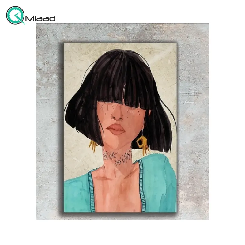 تابلو دکوراتیو شاین مدل 228، جدیدترین مدل تابلو با بالاترین کیفیت چاپ، متریال پی وی سی قاب، تابلو زیبا و جذاب، تابلو هنری با کیفیت فوق العاده و قابل شستشو طرح انتزاعی دختر با مو مصری تابلو