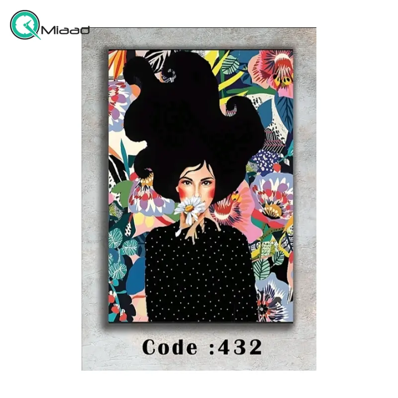 تابلو دکوراتیو شاین کد 432، جدیدترین مدل تابلو با بالاترین کیفیت چاپ، متریال پی وی سی قاب، تابلو هنری با کیفیت فوق العاده و قابل شستشو، طرح فانتزی دختر با موهای مشکی تابلو