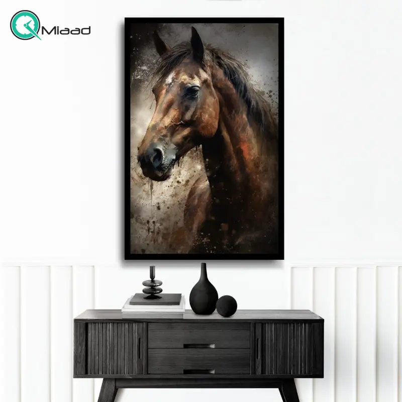 تابلو دکوراتیو شاین کد 23-845، جدیدترین مدل تابلو با بالاترین کیفیت چاپ، متریال پی وی سی قاب، تابلو هنری با کیفیت فوق العاده و قابل شستشو و سری دوم طرح انتزاعی اسب قهوه ای تابلو