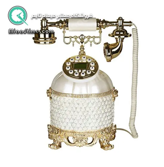 تلفن رومیزی سلطنتی آرنوس کرم طلایی مدل T-211-AF تلفن قدیمی دکوری