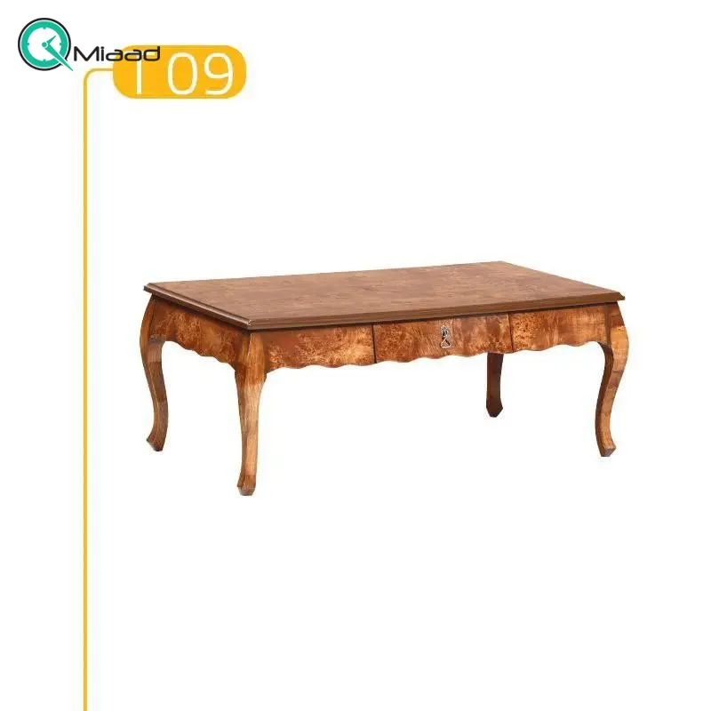 میز جلو مبلی پولیشی مدل T09، میز جلو مبلی با روکش مازول و متریال تمام چوب و دارای یک کشو میز