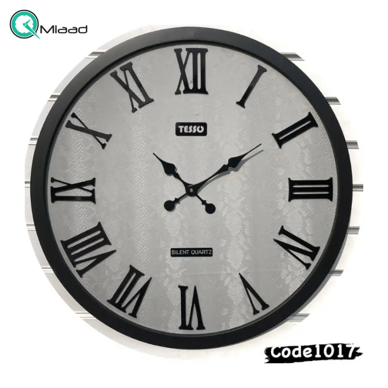 ساعت دیواری تسو مدل 1017، ساعت دیواری مدرن و ساده قطر 70 سانت با موتور آرامگرد، متریال فلز بدنه، رنگ مشکی طوسی ساعت دیواری