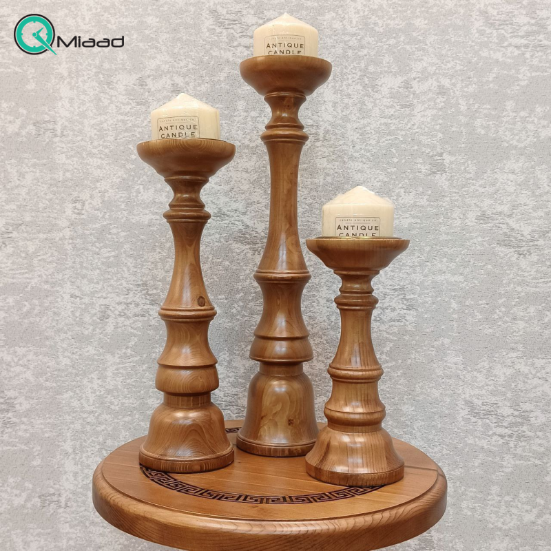 ست شمعدان تزیینی چوبی در سه سایز مختلف