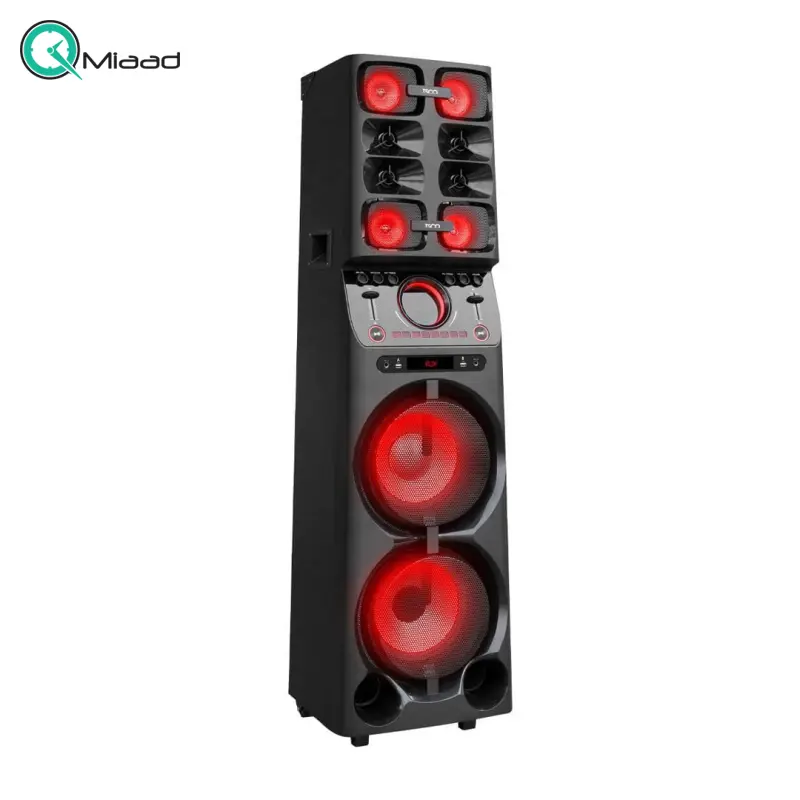 اسپیکر بلوتوث، اسپیکر بلوتوثی فوق العاده با بهره مندی از نورپردازی LED و نمایشگر اسپیکر، دارای پنل حرفه ای تنظیم صدا، قابلیت های AUX,USB,BT,FM و میکروفون وایرلس | مدل TS 1020 اسپیکر بلوتوث