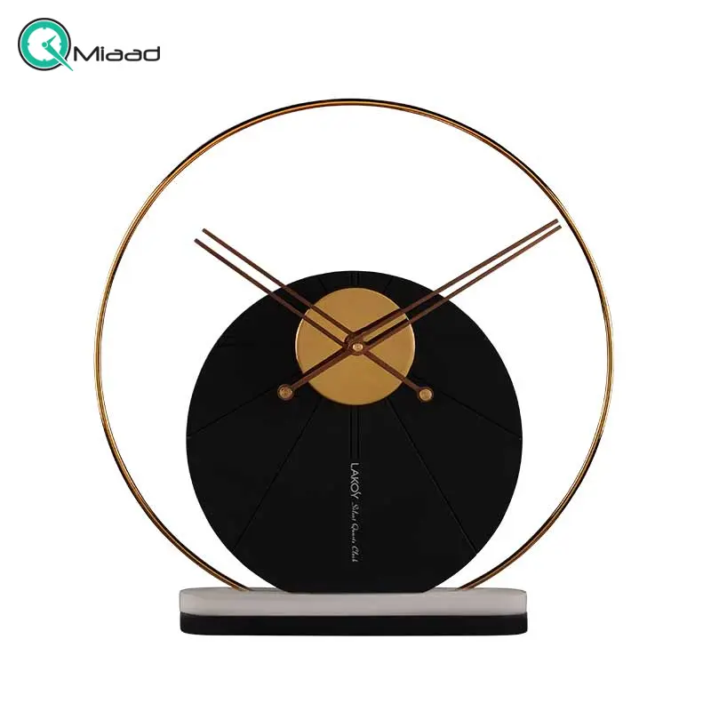 ساعت رومیزی فلزی لاکوی مدل WMT-1530، ساعت رومیزی مدرن و فلزی و آبکاری با کیفیت، موتور آرامگرد تایوانی، رنگ مشکی ساعت رومیزی