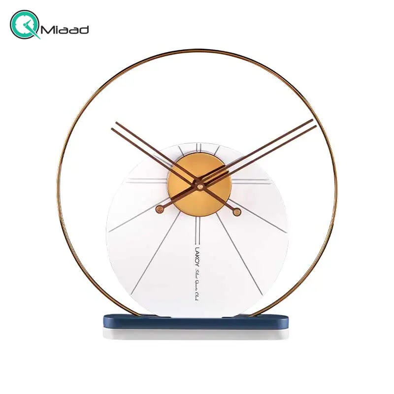 ساعت رومیزی فلزی لاکوی مدل WMT-1530، ساعت رومیزی مدرن و فلزی و آبکاری با کیفیت، موتور آرامگرد تایوانی، رنگ سفید ساعت رومیزی