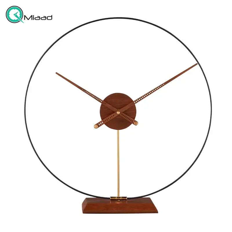 ساعت رومیزی فلزی لاکوی مدل WMT-1532، ساعت رومیزی مدرن و فلزی و آبکاری با کیفیت، موتور آرامگرد تایوانی، رنگ قهوه ای ساعت رومیزی