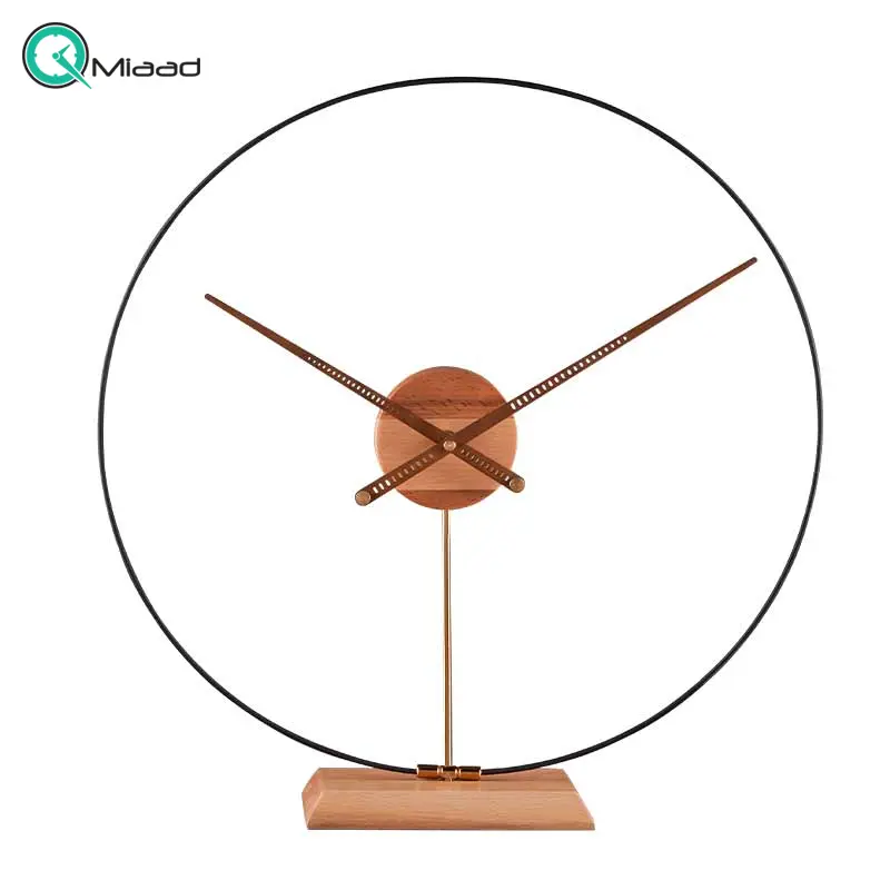 ساعت رومیزی فلزی لاکوی مدل WMT-1532، ساعت رومیزی مدرن و فلزی و آبکاری با کیفیت، موتور آرامگرد تایوانی، رنگ گردویی ساعت رومیزی