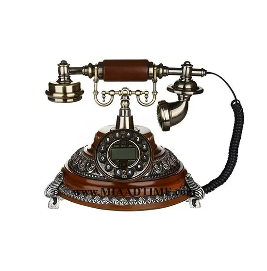 تلفن رومیزی کلاسیک آرنوس ARNUS رنگ چوب مدل 005 خرید گوشی تلفن طرح قدیمی