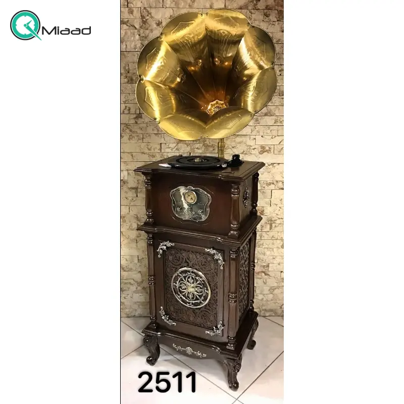 گرامافون ایستاده والتر مدل 2511، گرامافون مبله پنج کاره، پخش بلوتوث، فلش و رادیو AM/FM| شیپور بزرگ از جنس پلیمر| صدای استریو دارای سابووفر گرامافون