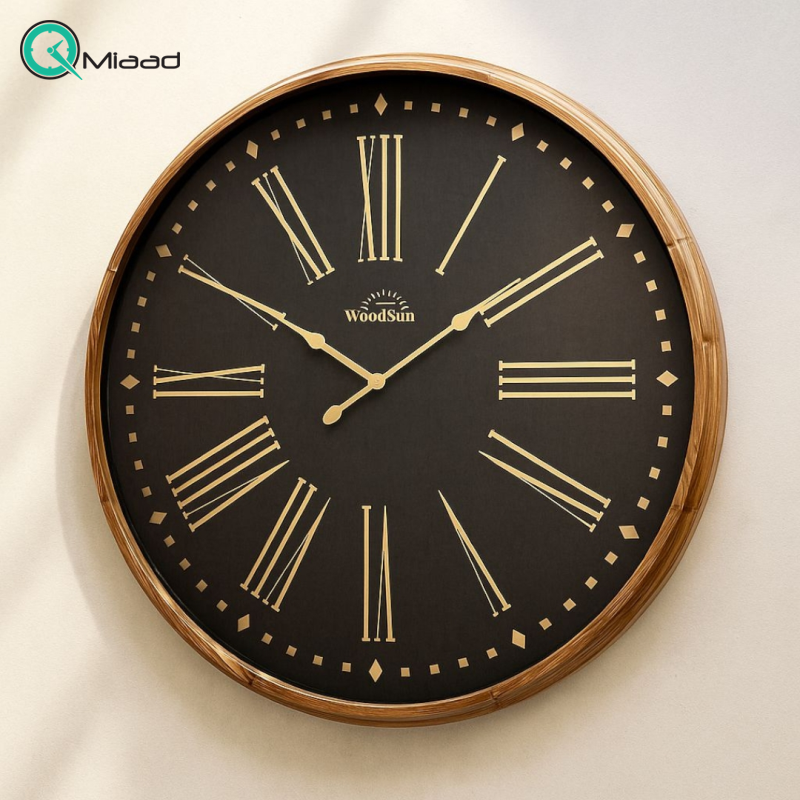 ساعت دیواری سایز 80 وودسان مدل والنسیا رنگ مشکی