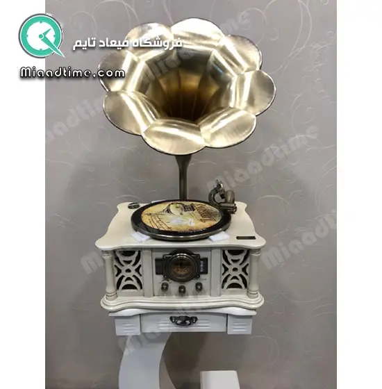 گرامافون رومیزی لاکچری چهار کاره کرم مدل 105 گرامافون