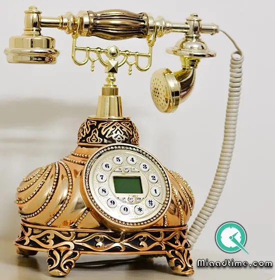 تلفن رومیزی سلطنتی آرنوس رنگ گلد مدل 039G تلفن قدیمی دکوری