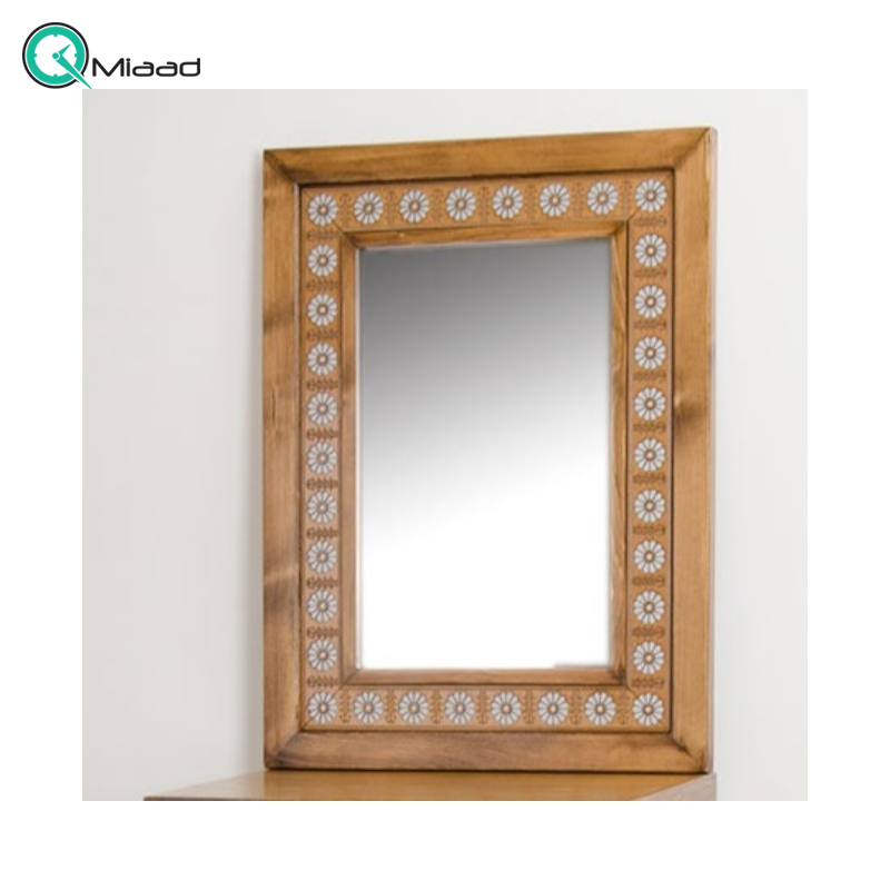 آینه چوبی لوتوس نقره ای AY03025