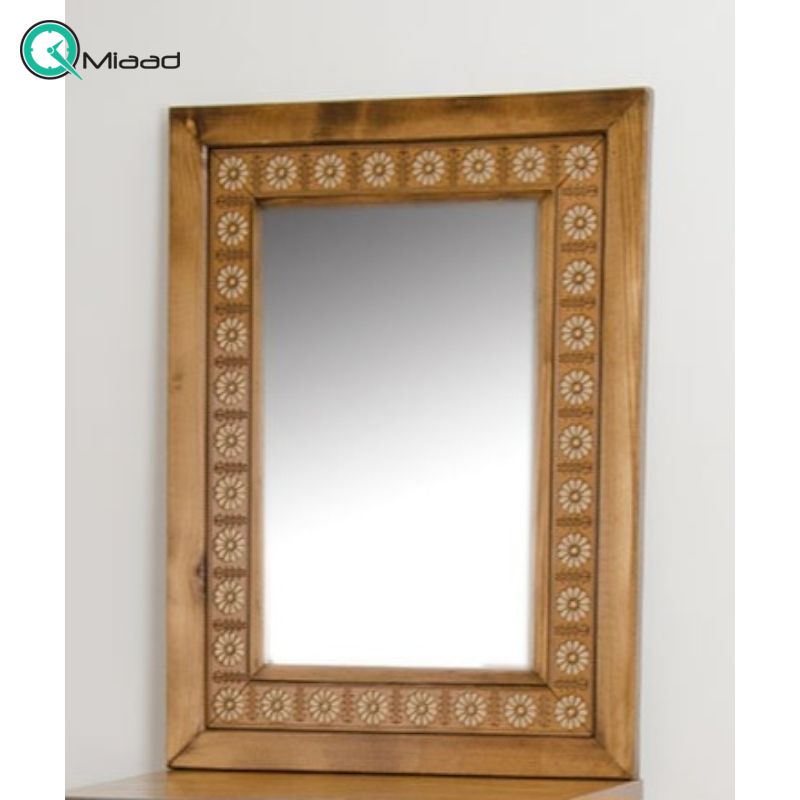 آینه چوبی لوتوس طلایی AY03027