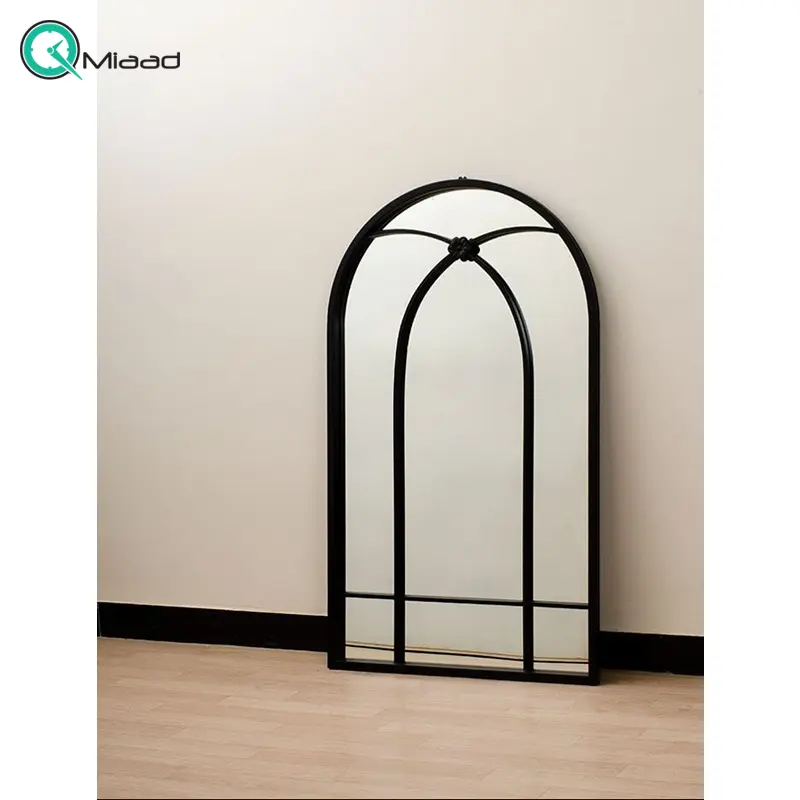 آینه متال 120 قوس تک مدل AY38001، آینه ای بسیار زیبا با طراحی چوبی و کلاسیک آینه