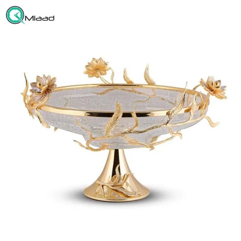 میوه خوری بنیکو، ظرف میوه خوری قدح آبگز نارسیس، مناسب پذیرایی از جنس برنج | کد 4426 میوه خوری قدح