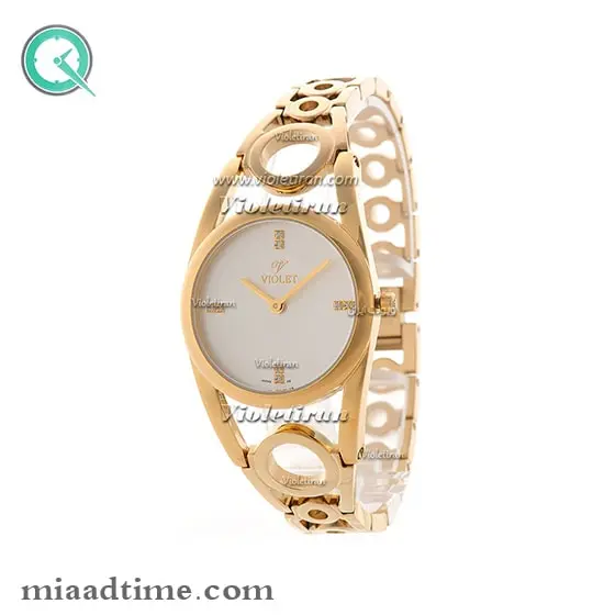 ساعت ویولت Violet زنانه گرد طلایی صفحه سفید کد 0373/2L ساعت ویولت زنانه