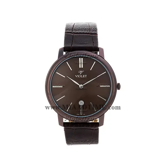 ساعت مچی ویولت مردانه کلاسیک گرد چرمی کافی کالری مدل 0424/2G ساعت ویولت مردانه