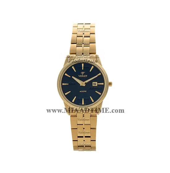 ساعت مچی ویولت Violet زنانه کلاسیک گرد فلزی طلایی صفحه سورمه ای مدل 0421/2L ساعت ویولت زنانه