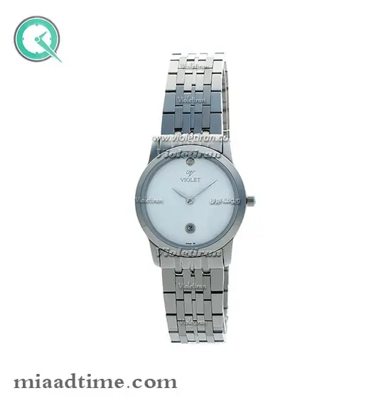 ساعت مچی ویولت Violet زنانه کلاسیک گرد فلزی استیل صفحه سفید مدل 0415L ساعت ویولت زنانه