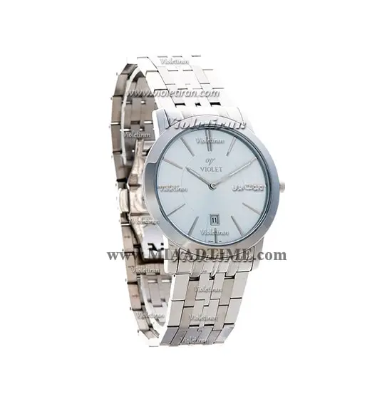 ساعت مچی ویولت مردانه کلاسیک گرد فلزی استیل صفحه سفید کد 0417/2G خرید اینترنتی ساعت مچی مردانه بند استیل