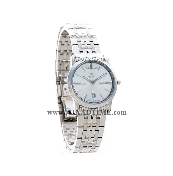 ساعت مچی ویولت زنانه کلاسیک گرد فلزی استیل صفحه سفید کد 0417/2L خرید اینترنتی ساعت مچی زنانه استیل