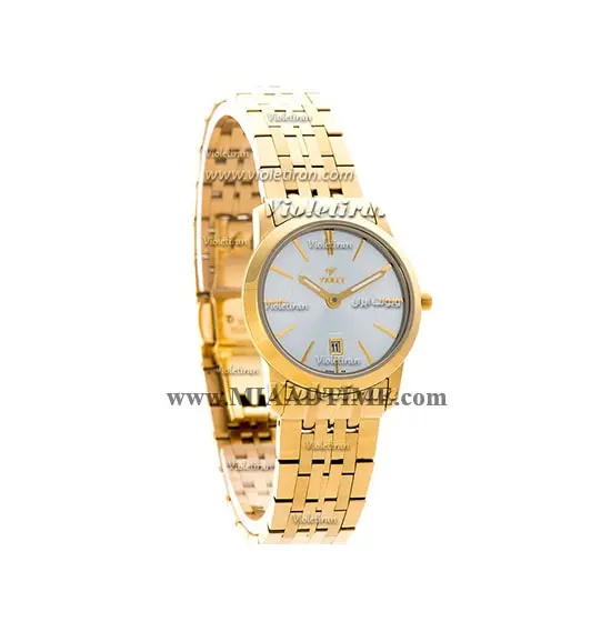 ساعت مچی ویولت زنانه کلاسیک گرد فلزی طلایی صفحه سفید کد 0417/2L  خرید اینترنتی ساعت مچی زنانه استیل