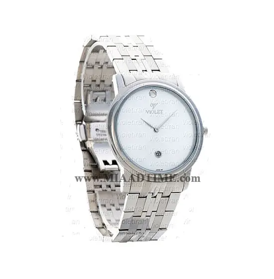 ساعت مچی ویولت مردانه کلاسیک گرد فلزی استیل صفحه سفید کد 0419G خرید اینترنتی ساعت مچی مردانه بند استیل