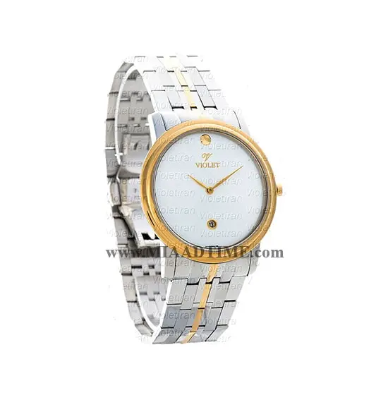 ساعت مچی ویولت مردانه کلاسیک گرد فلزی دو رنگ صفحه سفید کد 0419/2G خرید اینترنتی ساعت مچی مردانه بند استیل