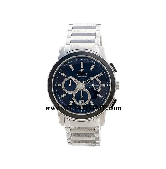 ساعت مچی ویولت مردانه کرنوگراف گرد فلزی استیل مشکی صفحه سرمه ای مدل 0412/2G ساعت مچی استیل مارک