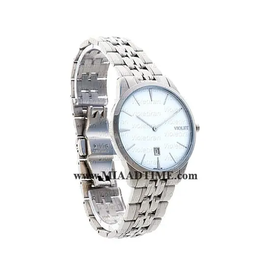 ساعت مچی ویولت مردانه کلاسیک گرد فلزی استیل صفحه سفید کد 0459G خرید اینترنتی ساعت مچی مردانه بند استیل