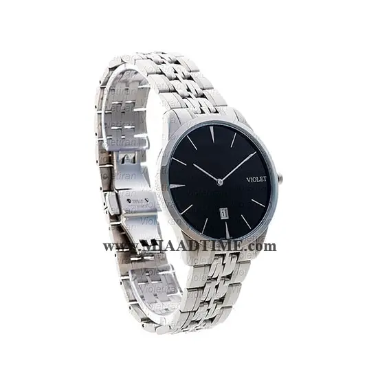 ساعت مچی ویولت مردانه کلاسیک گرد فلزی استیل صفحه مشکی کد 0459G خرید اینترنتی ساعت مچی مردانه بند استیل