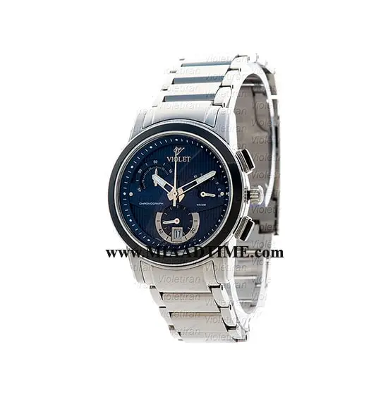 ساعت مچی ویولت زنانه کرنوگراف گرد فلزی استیل صفحه سرمه ای مدل 0411/2L ساعت مچی زنانه مارک دار اسپرت