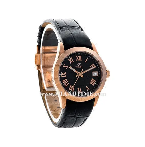 ساعت مچی ویولت زنانه کلاسیک بند چرم رزگلد صفحه مشکی مدل 0460/2L قیمت ساعت مچی زنانه مارک دار اصل