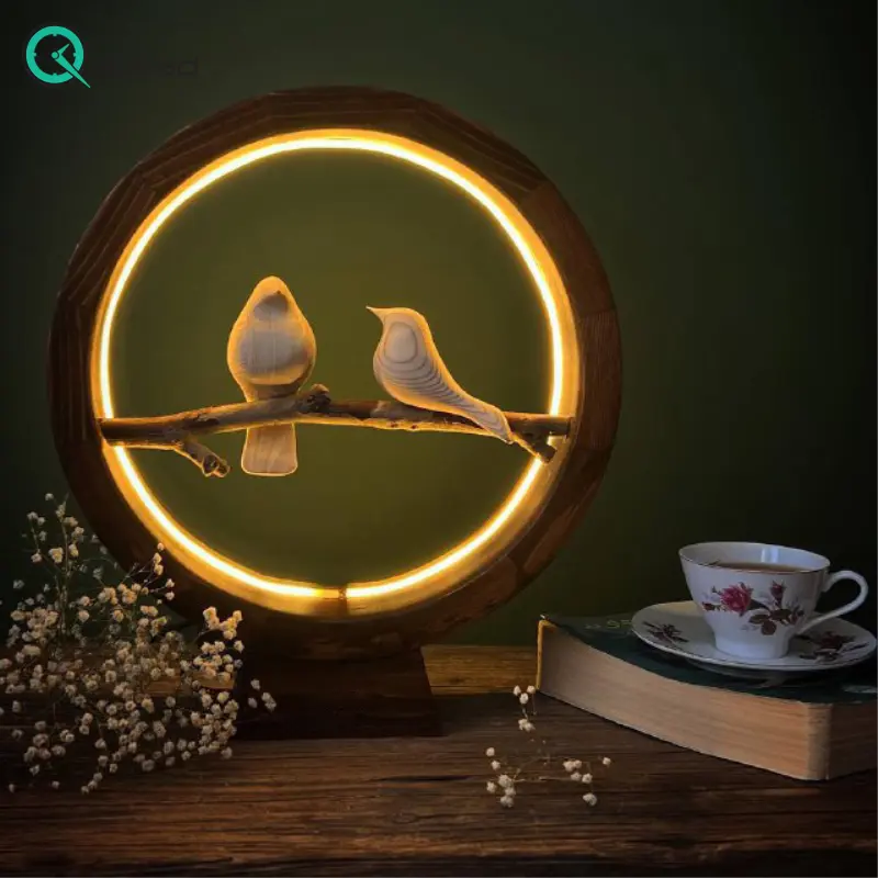 آباژور رومیزی چوبی دست ساز، آباژور نئونی ساخته شده با چوب روس مدل 155 آباژور