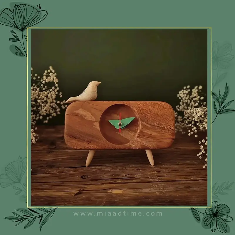 ساعت رومیزی چوبی دست ساز، ساعت رومیزی مستطیلی 10×23 سانت ساخته شده با چوب طبیعی، ساعت رومیزی با موتور آرامگرد، ساعت رومیزی شیک و جذاب چوبی مناسب میز کار و آشپزخانه | کد 141 ساعت رومیزی چوبی