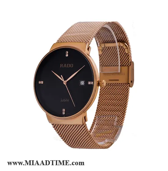 ساعت مچی رادو مردانه صفحه مشکی رزگلد بند حصیری کد 16361 ساعت مچی مردانه,برند رادو,ساعت رادو, ساعت رادو بند حصیری