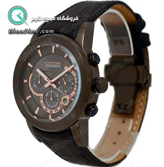 ساعت مچی سیتیزن مردانه کرنوگراف گرد چرمی طرح کوکو رنگ دودی مدل 5057 ساعت مچی ست اسپرت