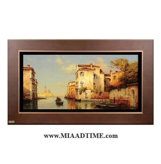 تابلو نقاشی چوبی لوتوس، تابلو سایز 100 در 60 منظره زیبای شهر ونیز، تابلو کلاسیک دکوری نقاشی طبیعت با فریم چوبی چاپ مستقیم روی چوب با جلوه طبیعی | کد FWB-C تابلو