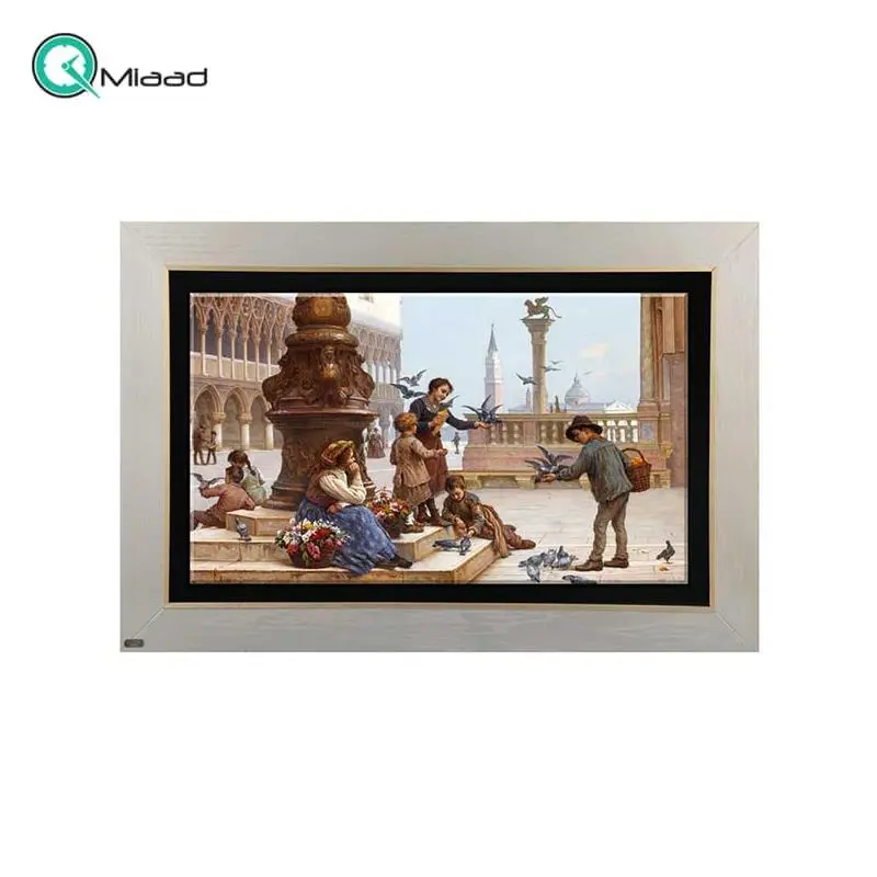 تابلو نقاشی چوبی لوتوس مدل غذا دادن به کبوترها کد FWS-F تابلو