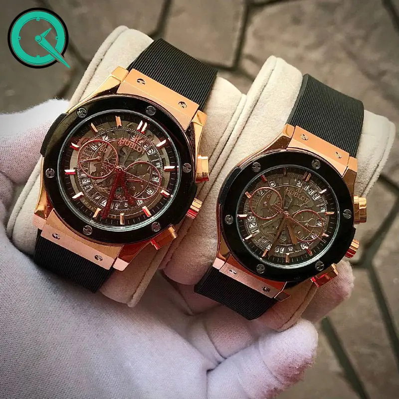 ساعت مچی ست هابلوت مدل 3318 مشکی رزگلد خرید اینترنتی ساعت مچی سه موتوره مردانه