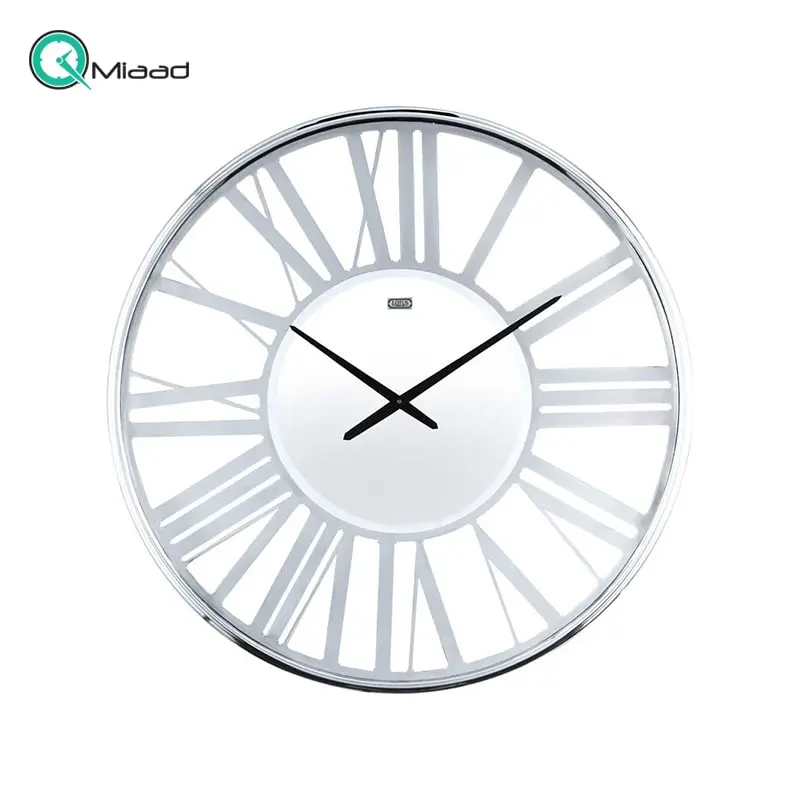 ساعت دیواری فلزی لوتوس، ساعت دیواری مدرن سایز 80 ساخته شده از آینه و فلز، ساعت دیواری دکوری جذاب با موتور آرامگرد | مدل 18028 سیلور ساعت دیواری