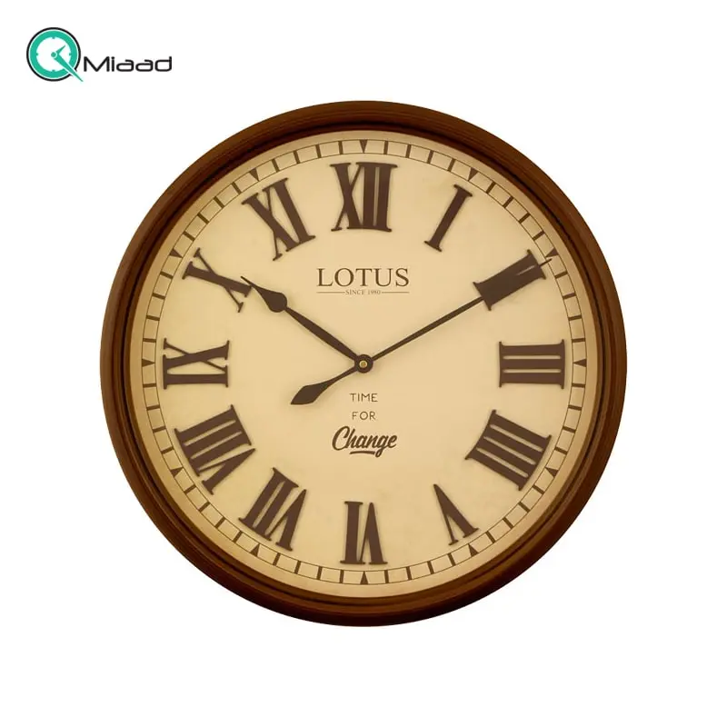 ساعت دیواری چوبی لوتوس، ساعت دیواری سبک قدیمی قطر 50 با اعداد برجسته رومی | مدل BROWNDELL W 255 ساعت دیواری
